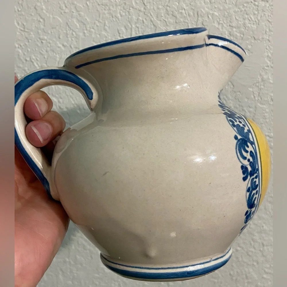 🖤 Italian Ceramic Rooster Chicken Pitcher Hand Painted Italy (Marked) - Picture 6 of 14